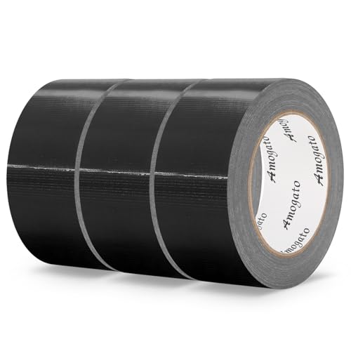 Image of Heavy Duty Waterproof Duct Tape for Industrial & Outdoor Use - 3 Rolls x1.88 x30 Yards, Tear-Resistant, Professional Grade Black Duct Tape