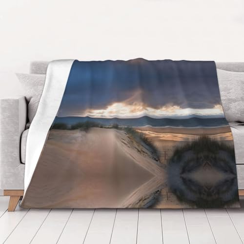 TNCAJMFK Beach Dunes Print Fleece Blanket Super Soft Cozy Throw Blanket 60x50in, Couch Sofa Cozy Decorative