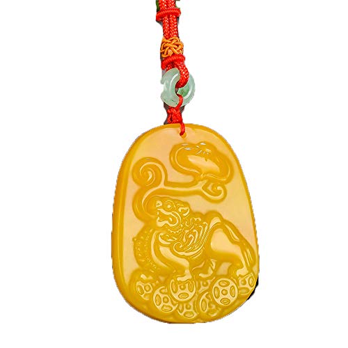 Collier Hetian Huanglong topaze pendentif licorne jade porte-bonheur mixte