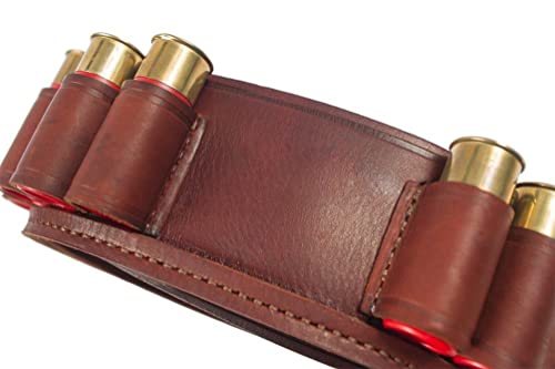 VlaMiTex Patronengürtel Echt-Leder Braun/Schwarz 12 kal (Taille 103-123 - J7L)