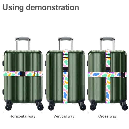 Image of Luggage Straps for Suitcases TSA Approved Easy Pack Organized Suitcase Strap, Luggage Strap, Luggage Belt Strap, Bag Straps for Luggage. Buckle Straps Travel Accessories (Cow Printing)