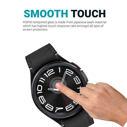 POPIO Military-Grade Gorilla Tempered Glass for Samsung Galaxy Watch 6 Classic (43mm) (1.3" inch), Pack of 2