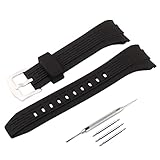 JETHENG 26mm men's rubber watch strap compatible with Seiko VELATURA series SRH006/SPC007 Women's Outdoor sports Silicone watch bands bracelet Buckle (JETHENG A/Black Silver buckle)