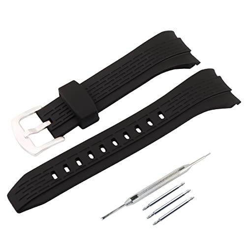 JETHENG 26mm men's rubber watch strap compatible with Seiko VELATURA series SRH006/SPC007 Women's Outdoor sports Silicone watch bands bracelet Buckle (JETHENG A/Black Silver buckle)