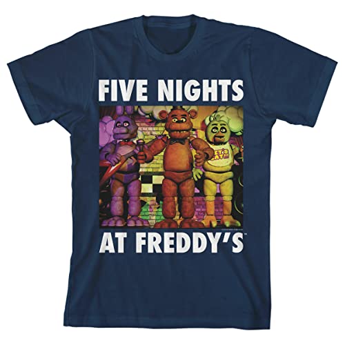 T-shirt FNAF garçon bleu marine haut manches courtes imprimé Five Nights at Freddy's