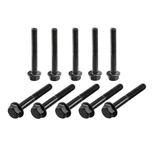 Image of uxcell M6-1x45mm Hex Serrated Flange Bolts 10.9 Grade Carbon Steel Screws 10pcs