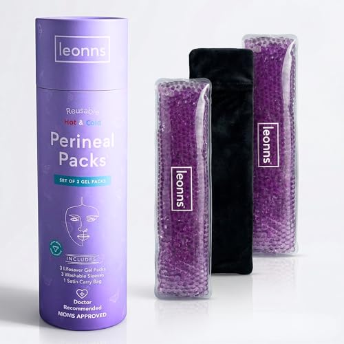 Image of Leonns® Reusable Perineal Ice Packs for Postpartum Recovery - 3 Gel Packs & Washable Sleeves – Hot & Cold Relief for Perineal Pain, Hemorrhoids & C-Section