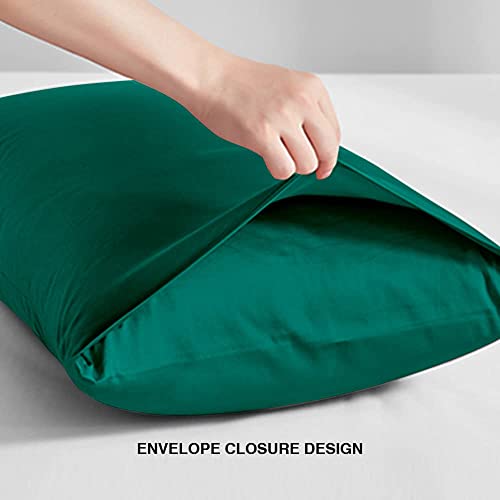FLXXIE 2 Pack Microfiber King Pillow Cases, 1800 Super Soft Pillowcases with Envelope Closure, Wrinkle, Fade and Stain Resistant Pillow Covers, 20x36, Dark Green