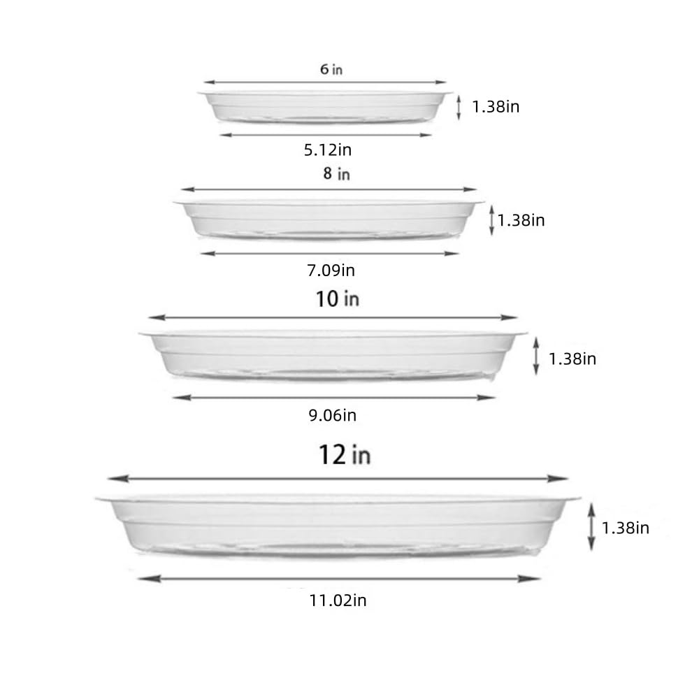 24 Stück Pflanzen-Untersetzer, Pflanzschalen, runde Pflanztabletts, Pflanzschalen für Töpfe, Blumentopfschale, langlebige Kunststoff-Pflanzschalen (15,2 cm + 20,3 cm + 25,4 cm + 30,5 cm)