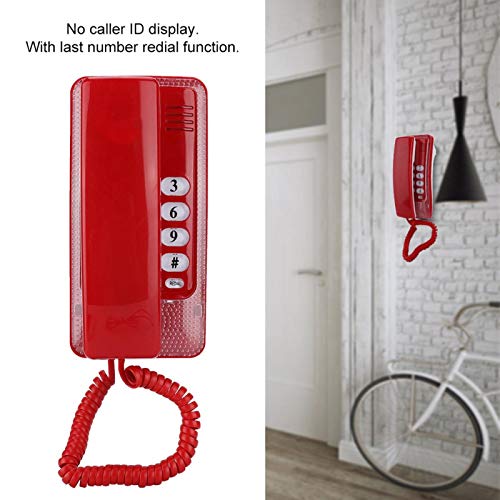 Teléfono fijo retro con montaje en pared, rojo miniatura 4