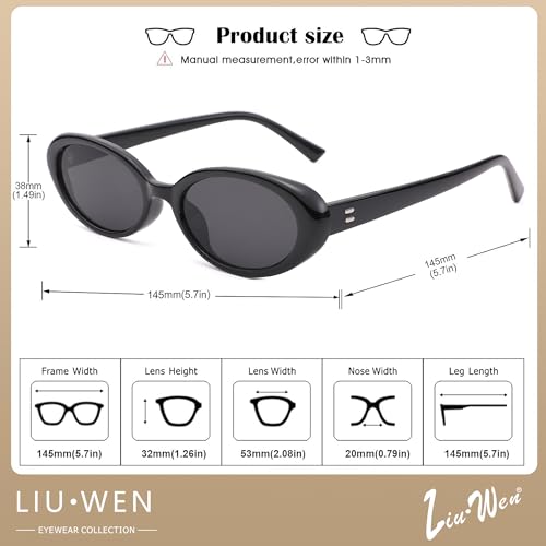 LIU·WEN Oval Sunglasses for Women Men Retro Small Cat Eye Glasses 90s Vintage Style Shades4