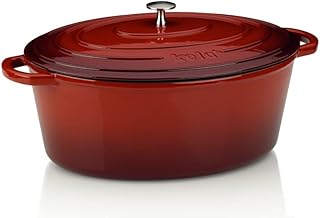 kela 11943 Roaster with Lid, Cast iron, Enamel coating, Conserves Heat, Suitable for induction, 9.5 L, Red, Oval, Calido