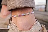 Made by Nami Surfer Fußband Herren & Damen - Dünnes Boho Ethno Hippie Fußkettchen - Handmade Strand Festival Accessoires - 100% Wasserfest & Verstellbar - 100% Ökologische Baumwolle (Gelb)