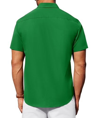 Image of Alimens & Gentle Men's Short Sleeve Dress Shirts Wrinkle Free Untucked Casual Button Down Shirt