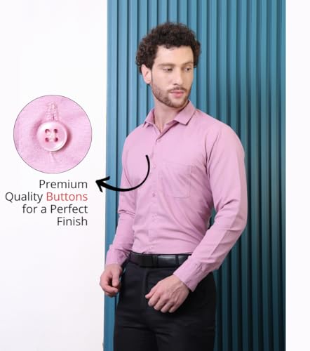 Image of CONTRARY Men's Pure Cotton Solid Stylish Casual & Formal Wear Shirt | Stylish Regular Fit Full Sleeve Comfortable Office Party Trendy Shirt - Multi Color