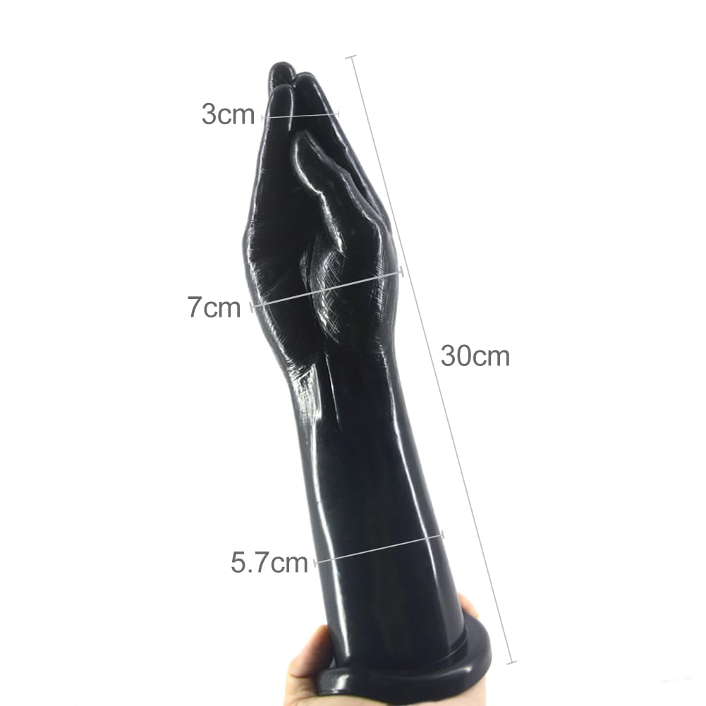 Roluck Dildo Anal Puño Realista Dildo Anal con Ventosa Dildos de Mano Juguete Sexual Anal para Mujeres Lesbianas Hombres Fisting Masturbador 30 cm de Largo (Negro)