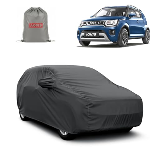Image of AOSIS 'Waterproof' Car Cover Compatible with Maruti Suzuki Ignis 2015-2025 Year Model 300 GSM Uly Coated Thick Fabric 4X4, Adjustable Belt Buckle, Elastic Grip