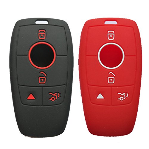 Alegender 2Pcs 4-Buttons Key Fob Case Cover Holder Skin for Mercedes-Benz 2017-2021 E-Class 2018-2021 S-Class CLS 2019-2021 A-Class C-Class G-Class GLC GLS GLE GLB GLA CLA