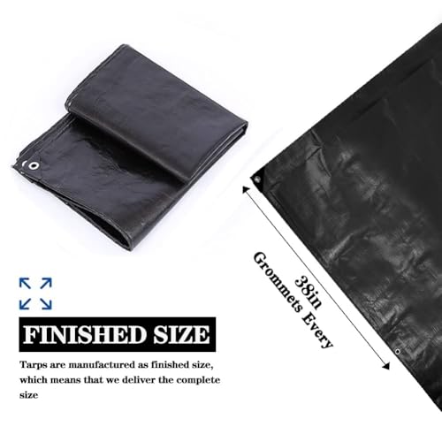 Tarps Heavy Duty Waterproof 8x12ft,TEZONG Black Tarp 16Mil Plastic Tarpaulin Outdoor Tarp Cover for Emergency Rain,Patio Furniture,Wood,Roof,Camping,Car,Pool by TEZONG - Image 5