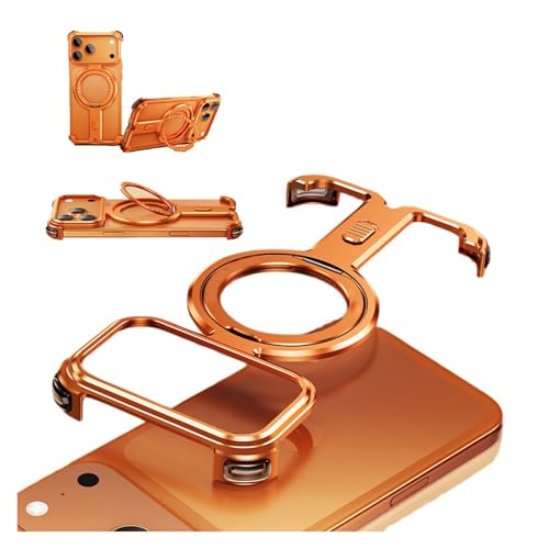 Funda bumper metálica iPhone 17 Pro Max protector de aluminio naranja texturizado premium
