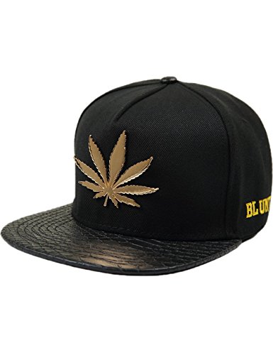 SSLR Men's Adjustable Leaf Shape Studded Flat Bill Caps (One Size (7 1/8-7 3/8), Black)