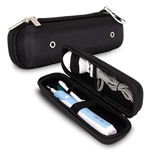 Electric Toothbrush Travel Case Fits Oral-B Pro 500/600/650/1000/1500/2000/3000/3500/5500/Pro-Health, Smart 1500/3000/5000, Vitality Dual Clean Genius X Limited/6000/7000 0/750 0/8000, Black, Travel