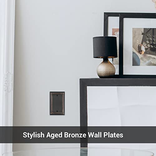 Dewenwils 4-Pack Blank Wallplates, Aged Bronze Outlet Cover, Metal #TOP3