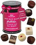 Hallingers Genuss Manufaktur Pralinen Geschenk Valentinstag – handmade ohne Alkohol aus Edelkakao-Schokolade edle Geschenkdose "Glücklicher Pink", Confiserie-Qualität für ihn sie Freundin Partner Paar