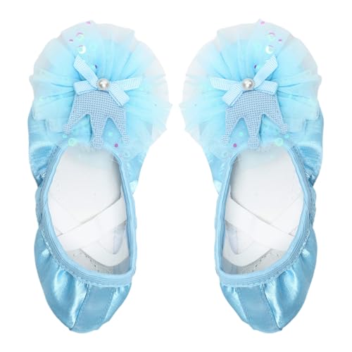 Girls Dance Shoes Ballet Flats with Sequins & Mesh Flowers, Soft Sole Practice2