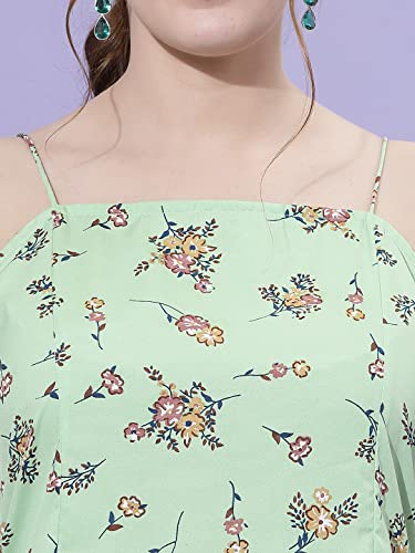 Image of OOMPH! Women A-Line Floral Mini Dress Western, Off Shoulder, Slip On