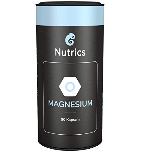 Nutrics I Magnesium Kapseln I 360 mg Magnesium hochdosiert I Monatsvorrat I 100% Vegane Inhaltsstoffe I Made in Germany