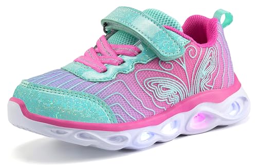 COODO Zapatos para niños y niñas con luces LED intermitentes, Aguamarina (Aquamarine), 13 Little Kid
