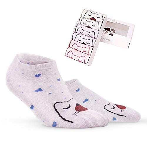 Women Casual Anlke Socks Cotton Cute Soft Crew Socks Seamless Socks With GIift Box 6 Pairs