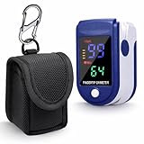 Fingertip Pulse Oximeter, x2 AAA Battery(included), Hook Carabiner, Carrier Bag & Lanyard, Finger Blood Oxygen Saturation Checker Heart Rate Stats Monitor Accessories for SpO2 Levels Detector