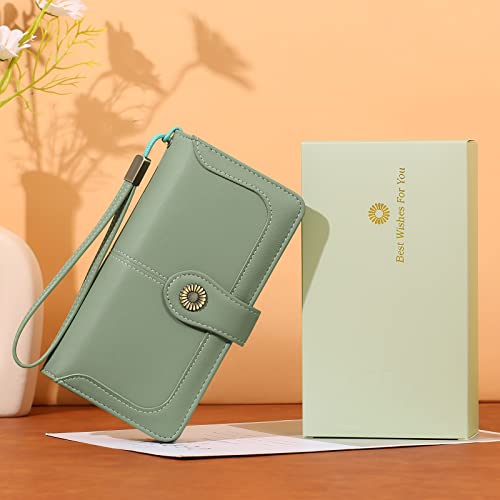 Image of FALAN MULE Wallets for Women Trifold Wristlet Wallets Large Capacity RFID Blocking Ladies Purse Credit Card Holder