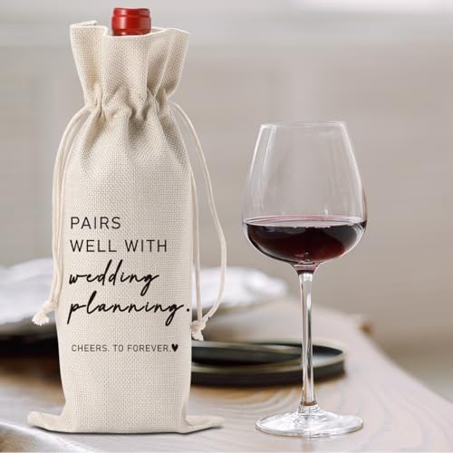 Image of Engaged Engagement Bridal Shower Gifts for Couples Women | Wedding Planning Wine Bag Engagement Party Decorations for Bride Pairs Well With Wedding Planning Wine Accessory Sets