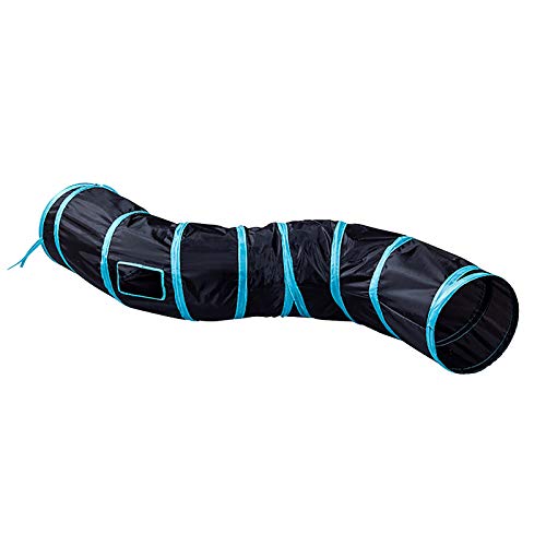 Image of iCAGY Cat Tunnel for Indoor Cats Interactive, Rabbit Tunnel Toys, Pet Toys Play Tunnels for Cats Kittens Rabbits Puppies Crinkle Pop Up Black 47 inch Shape S