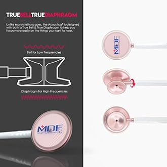 MDF Acoustica Lightweight Dual Head Stethoscope- White and Rose Gold (MDF747XPRG29)