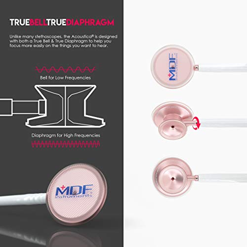 Mdf Acoustica Lightweight Stethoscope For Doctors, Nurses, Students, Home Health Use, Adult, Dual Head, White Tube, Rosegold (Matte Finish) Chestpiece-Headset, Mdf747Xprg29 #TOP6