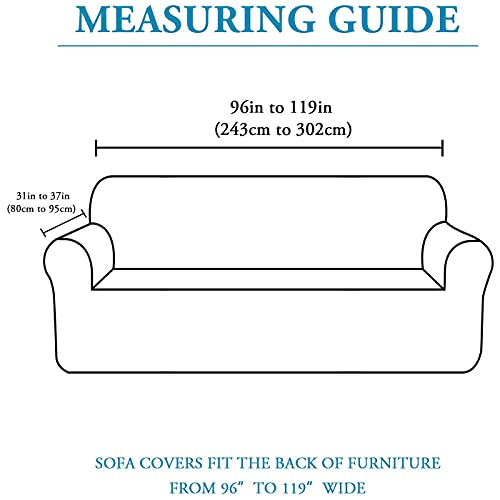 Flamingo P Velvet Stretch Sofa Cover For 3 Cushion Couch Covers Sofa Slipcovers Large Furniture Protector Covers Soft Thick Plush With Elastic Strap (Oversized Sofa 96"-116", Stone Blue) #TOP4