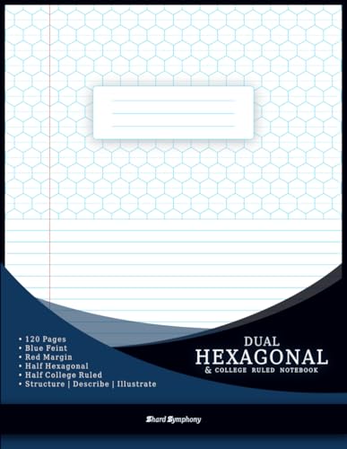 Dual Hexagonal & College Ruled Notebook (Blue Feint, Red Margin): Professional Hexagon Grid & Lined Layout (120 Pages, 8.5 x 11 in) for Organic Chemistry, Creative Design & Geometric Illustration
