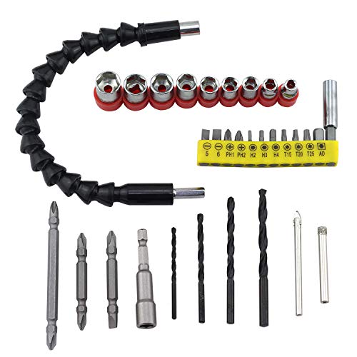 Magic&Shell 32PCS/Lot Electric Drill Power Tool Kit for DIY Repair PC Electrical - Stainless Steel Screwdriver Heads Socket with Flexible Extension Shaft