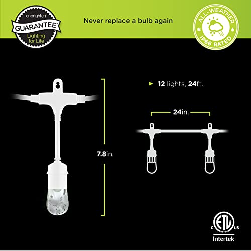Enbrighten Seasons Café Lights, Outdoor String Lights, Black, 24 Foot Length, 12 Lifetime Bulbs, Color Changing, Weatherproof, Shatterproof, Commercial Grade, 36134 #TOP1