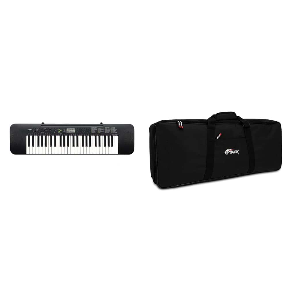 Casio Musical Instruments CTK-240 - Tastiera Pianoforte Digitale a 49 Tasti, 100 Timbri, 100 ritmi e 50 Brani, Nero & TIGER 61 Borsa per Tastiera, Tasti con Cinghie, 970 x 375 x 140 mm, Nero