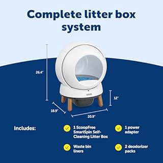 PetSafe ScoopFree SmartSpin Self-Cleaning Cat Litter Box - Advanced Odor Control Technology, App Controlled with Health Monitoring