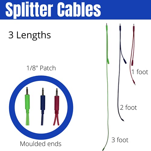 Splitter Eurorack Cables For Your Home Recording Studio Patch Bay.premium Quality|Greater Patch Flexibility Kit Has 3 Cables Multi-Colored 1,2 & 3Ft Cables With Pigtail.ideal For Music Producers #TOP1