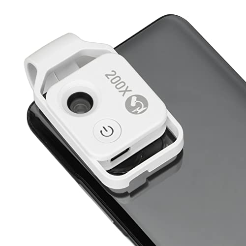 Image of Phone Microscope, 200X Microscope Mini Microscope with LED Light, Portable Digital Microscope Camera Attachments for Smartphone Accessories (White)