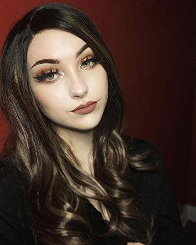 Uniwigs Loco Cocoa Chocolate Brown With Caramel Highlights And Dark Roots Synthetic Lace Front Wig #TOP4