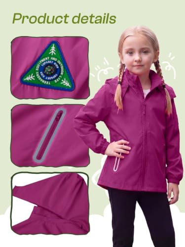 Image of SaphiRose Kids Waterproof Rain Jacket Mesh Lined with Removable Hood