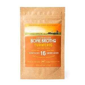 Beef Bone Broth Concentrate Powder -Turmeric – Freeze-Dried Powder Rich in Collagen Protein, Amino acids. Instant…